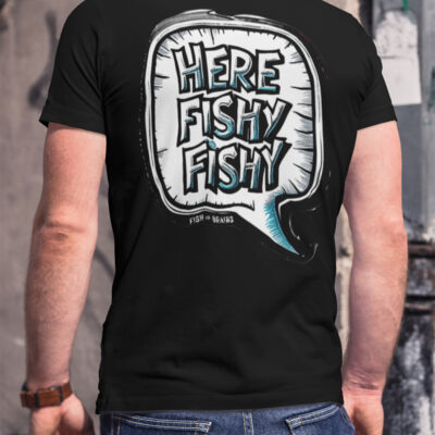 "Here Fishy Fishy" Men's Fitted Cotton Tee Thumbnail