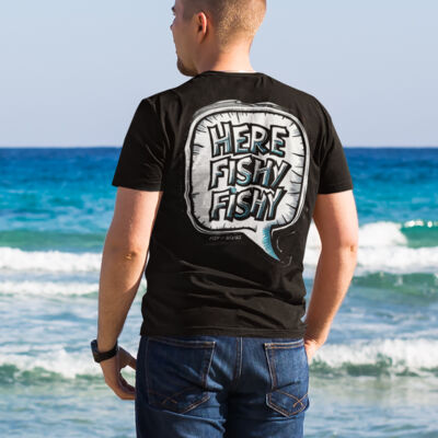"Here Fishy Fishy" Unisex Straight Cut Cotton Tee Thumbnail